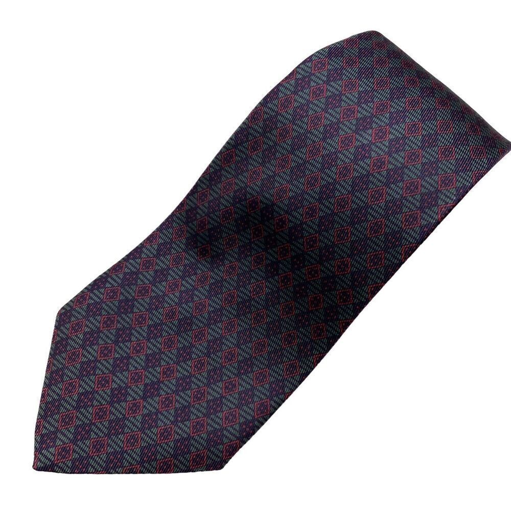 Vintage Robert Talbott Tie Mens Necktie Green Maroon Blue Geometric Office